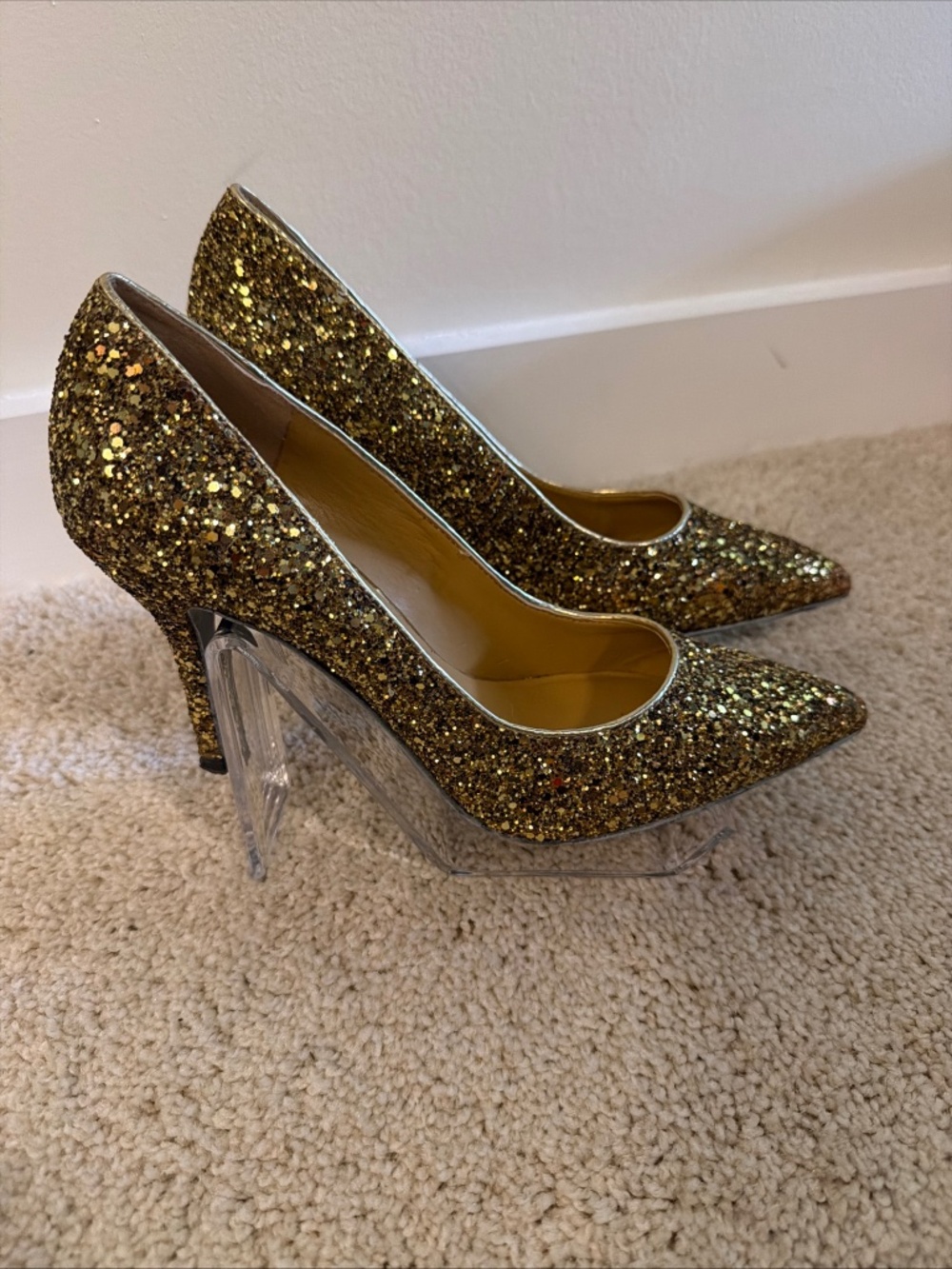 Nine West Sparkling Gold Stilettos
